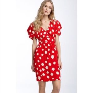 Anthropologie Red silk dress